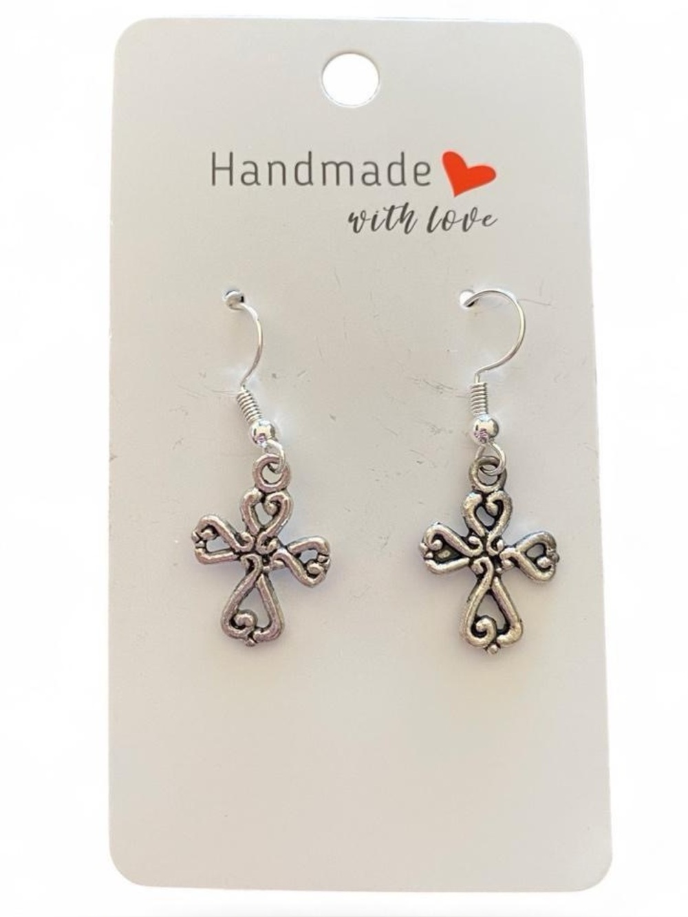 Silver Cross Dangle Earrings